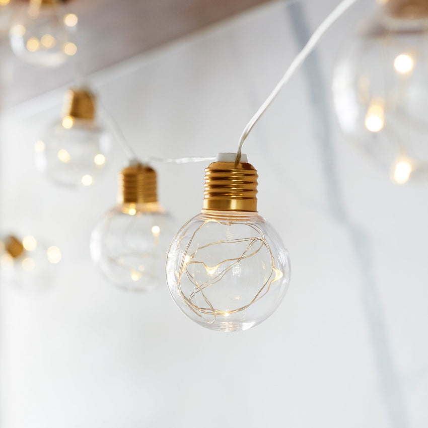 Brass micro battery festoon lights