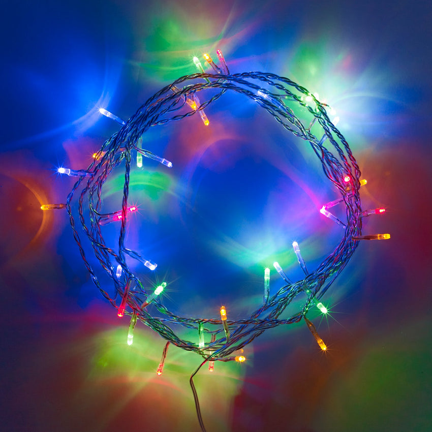 Multi coloured LED fairy lights wrapped round