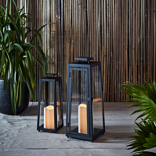 Black Metal Solar Lantern Garden Table