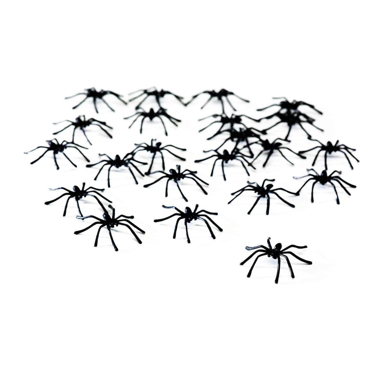 24 Black Plastic Spiders 5cm Size, Halloween Decoration