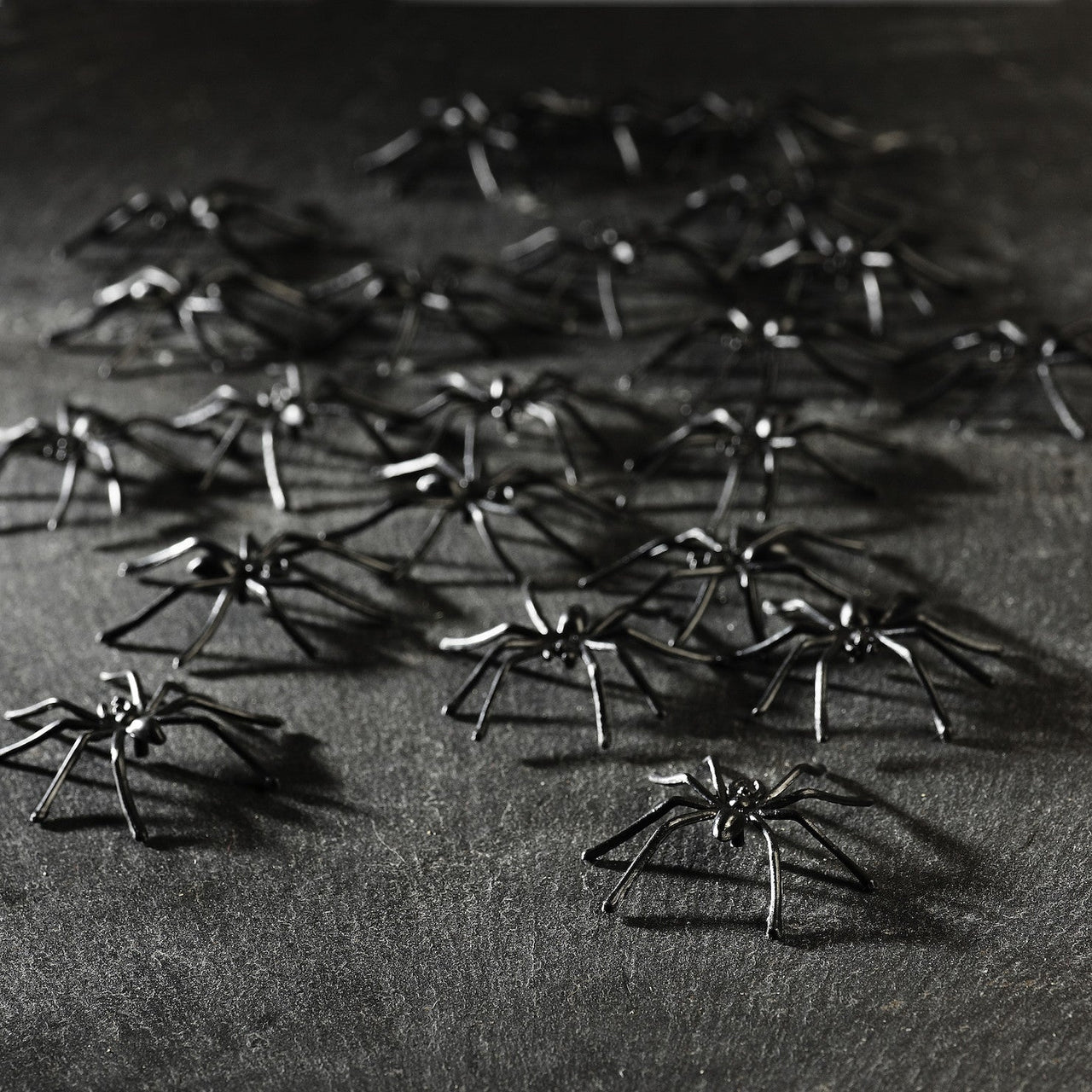 24 Black Plastic Spiders 5cm Size, Halloween Decoration