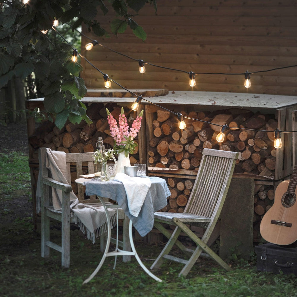 Ultimate Connect 15m 30 Warm White Festoon Lights Black Cable