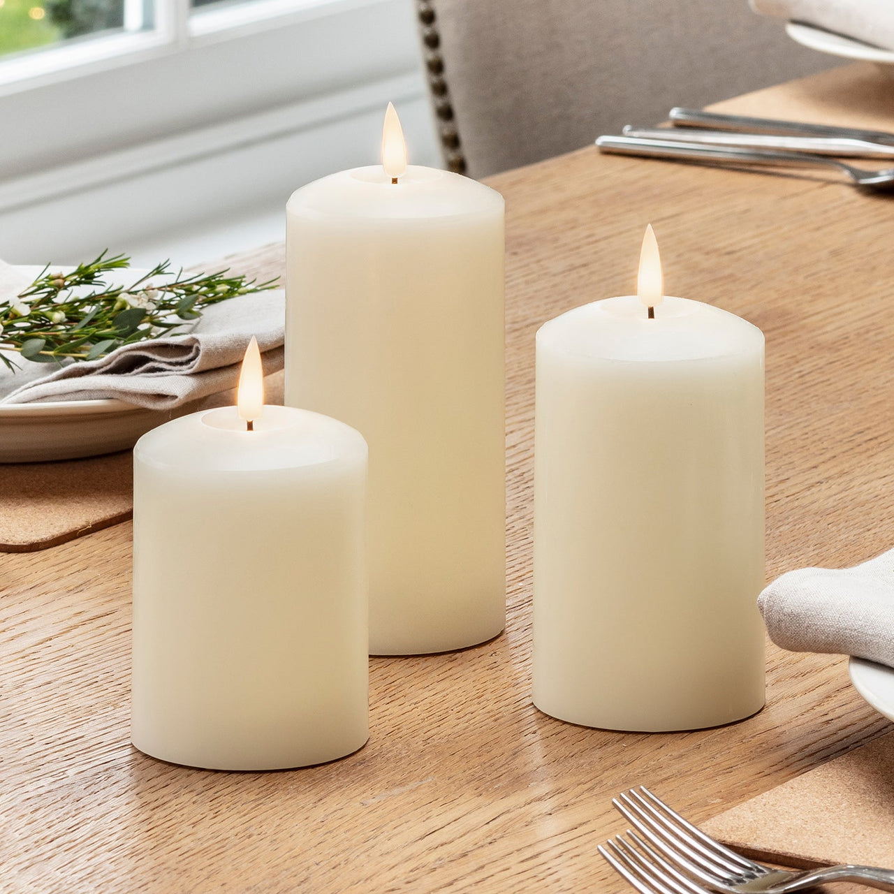 TruGlow® Ivory LED Pillar Candle Bundle