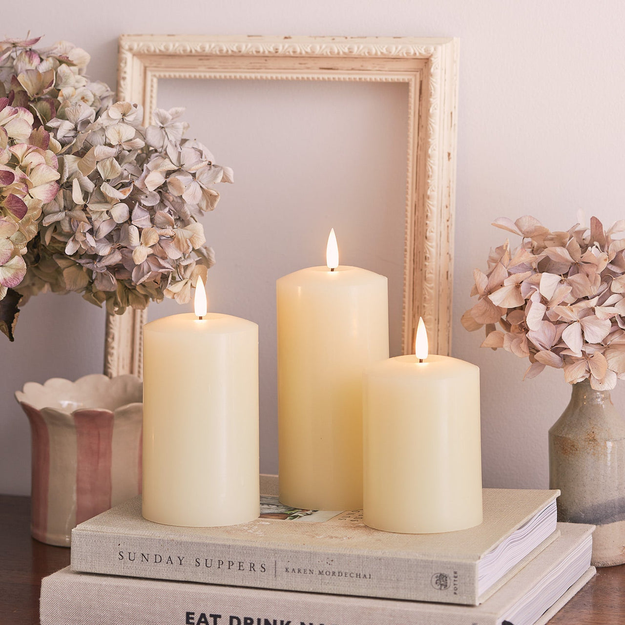 TruGlow® Ivory LED Pillar Candle 12cm