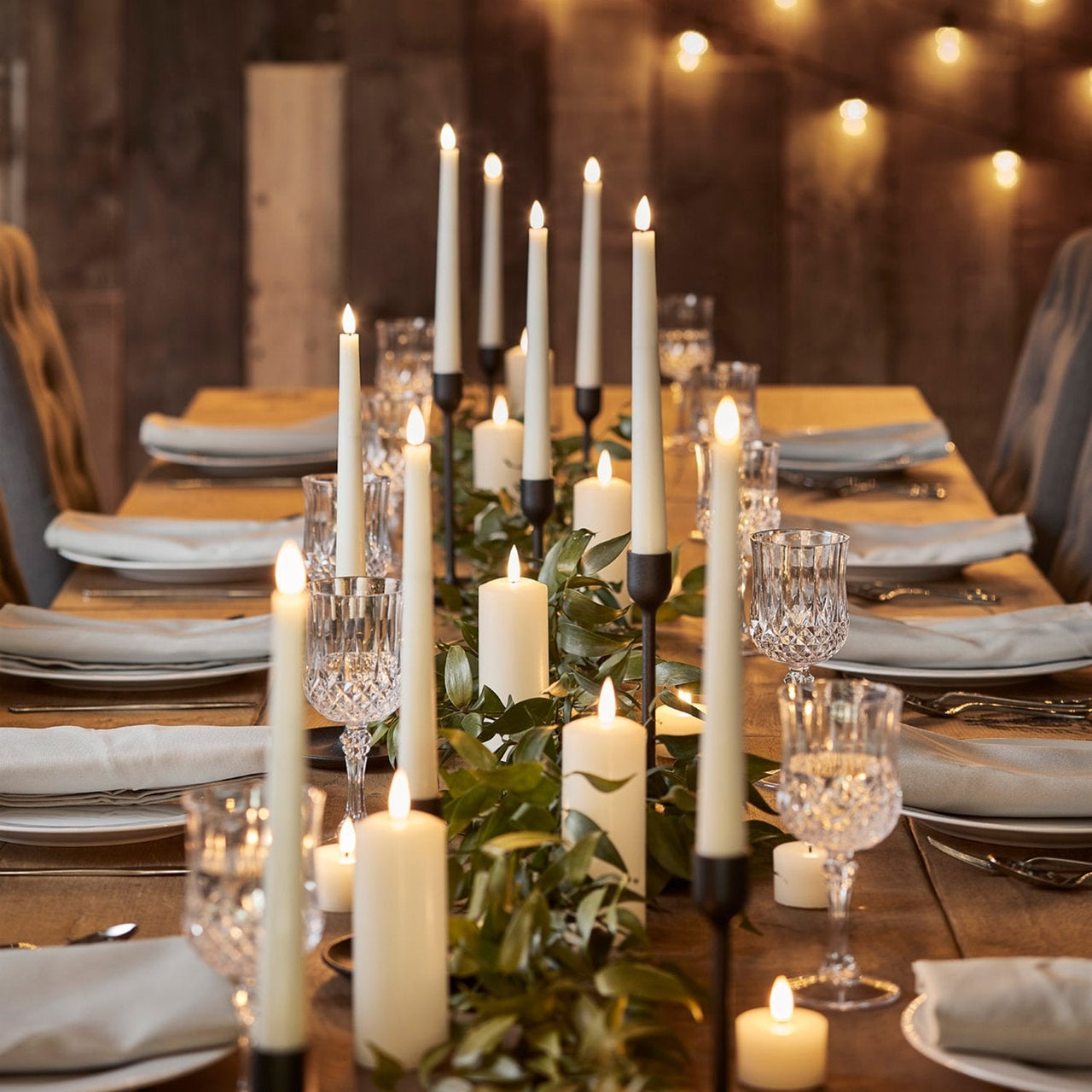 TruGlow® Ivory LED Slim Pillar Candle Trio