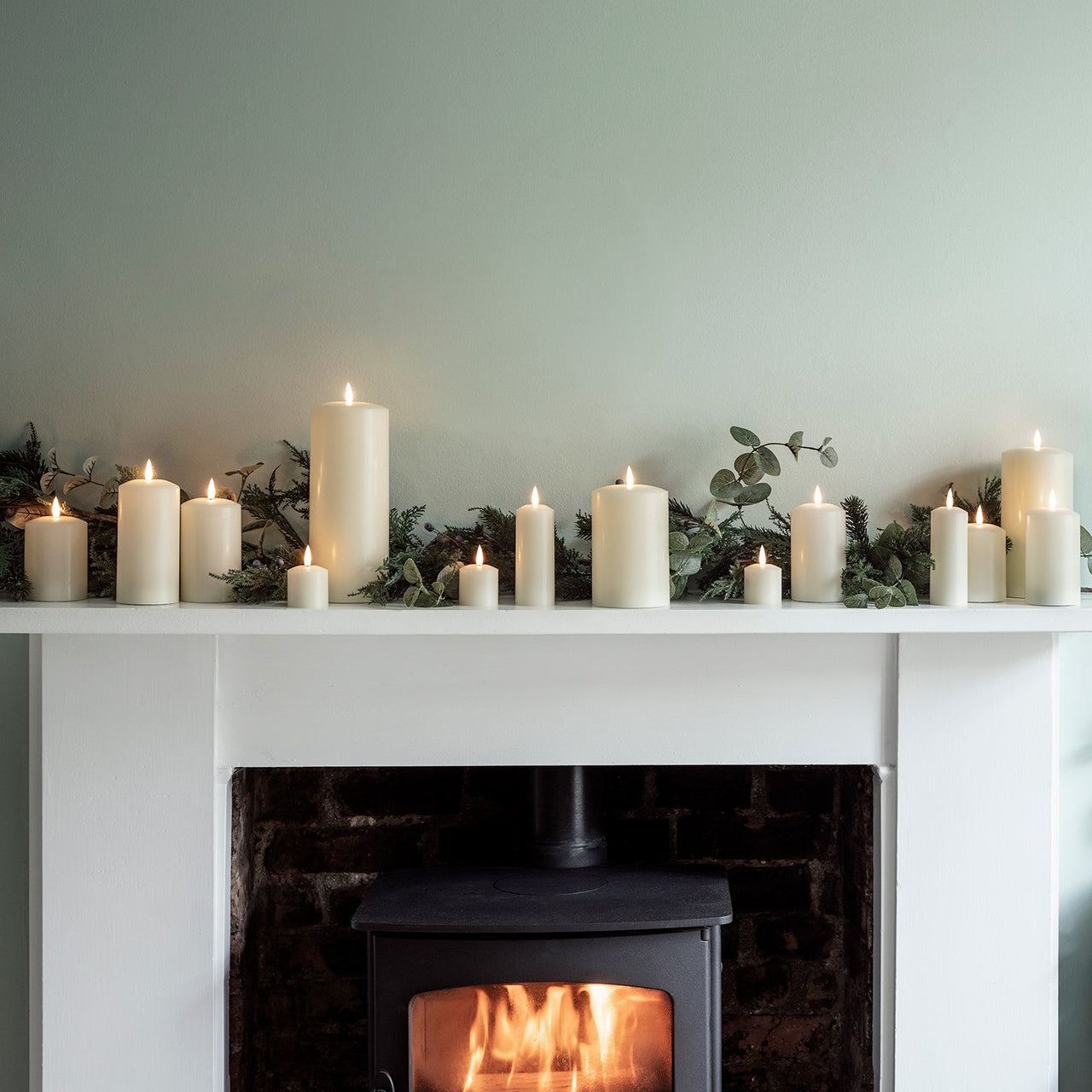 TruGlow® Ivory LED Slim Pillar Candle Trio