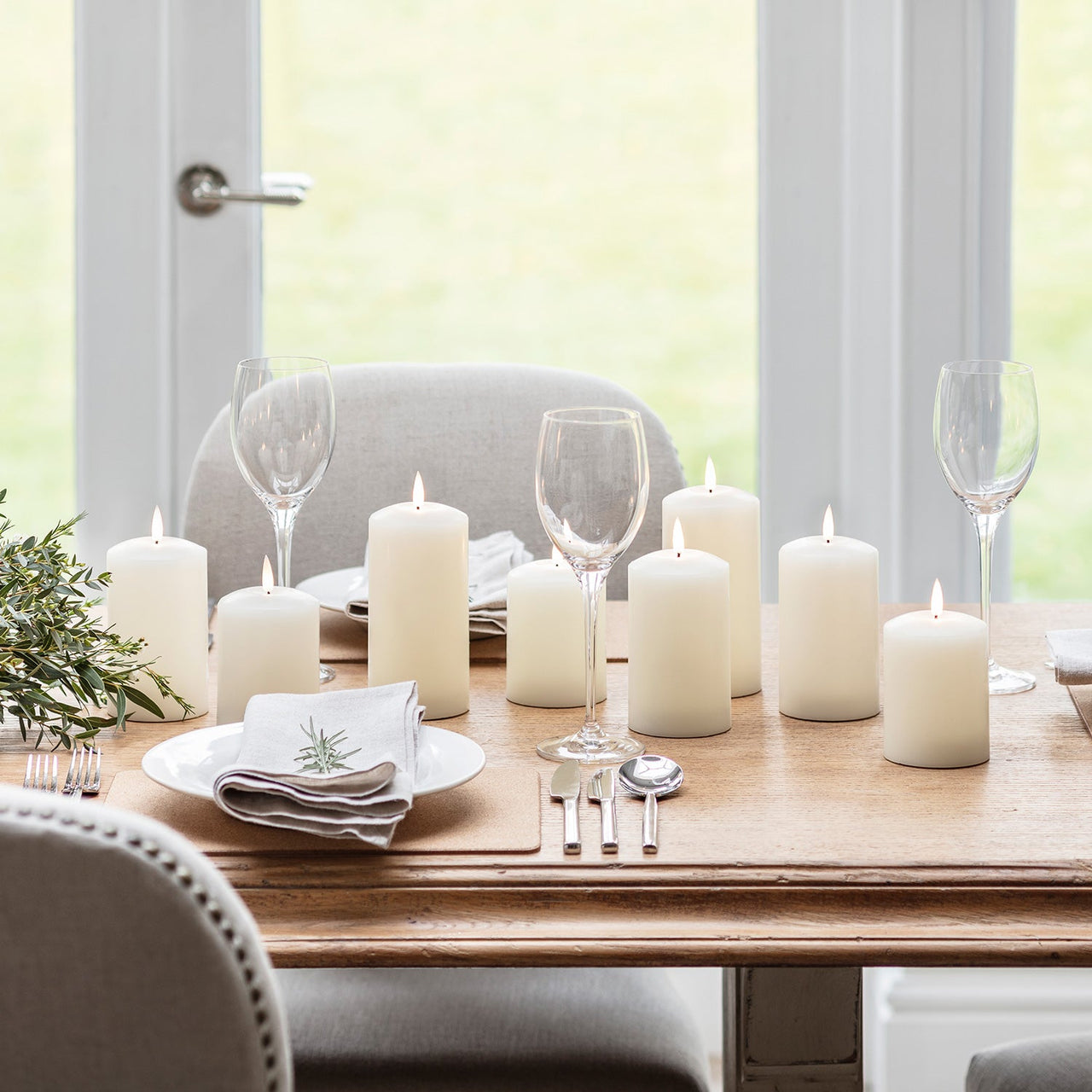 TruGlow® Ivory LED Pillar Candle 12cm