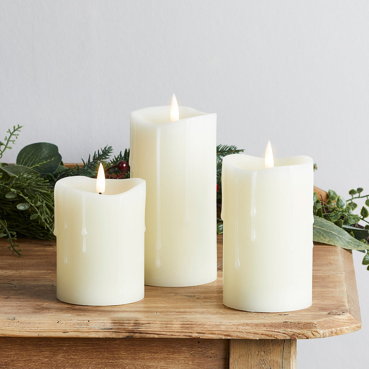 TruGlow® Dripping Wax LED Pillar Candle Trio