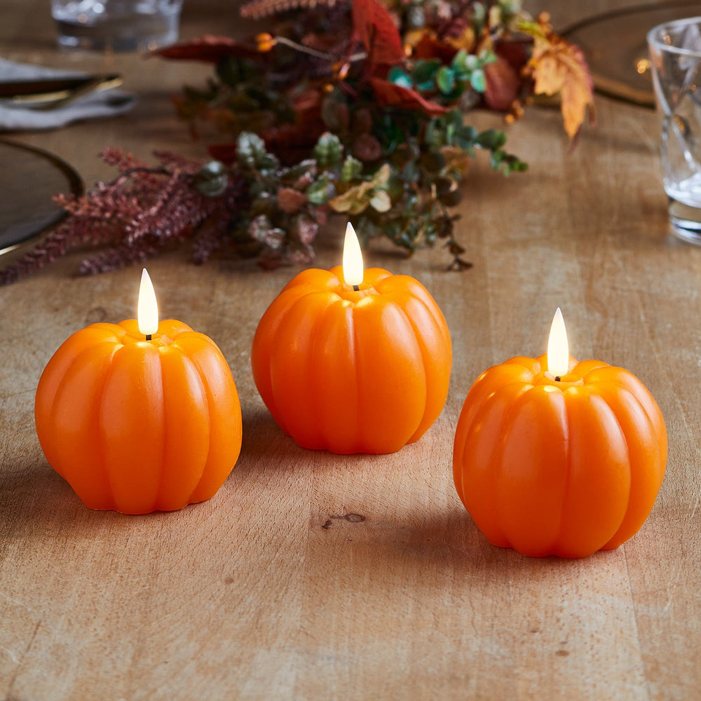 TruGlow® Orange Pumpkin Candle Trio with Remote Control