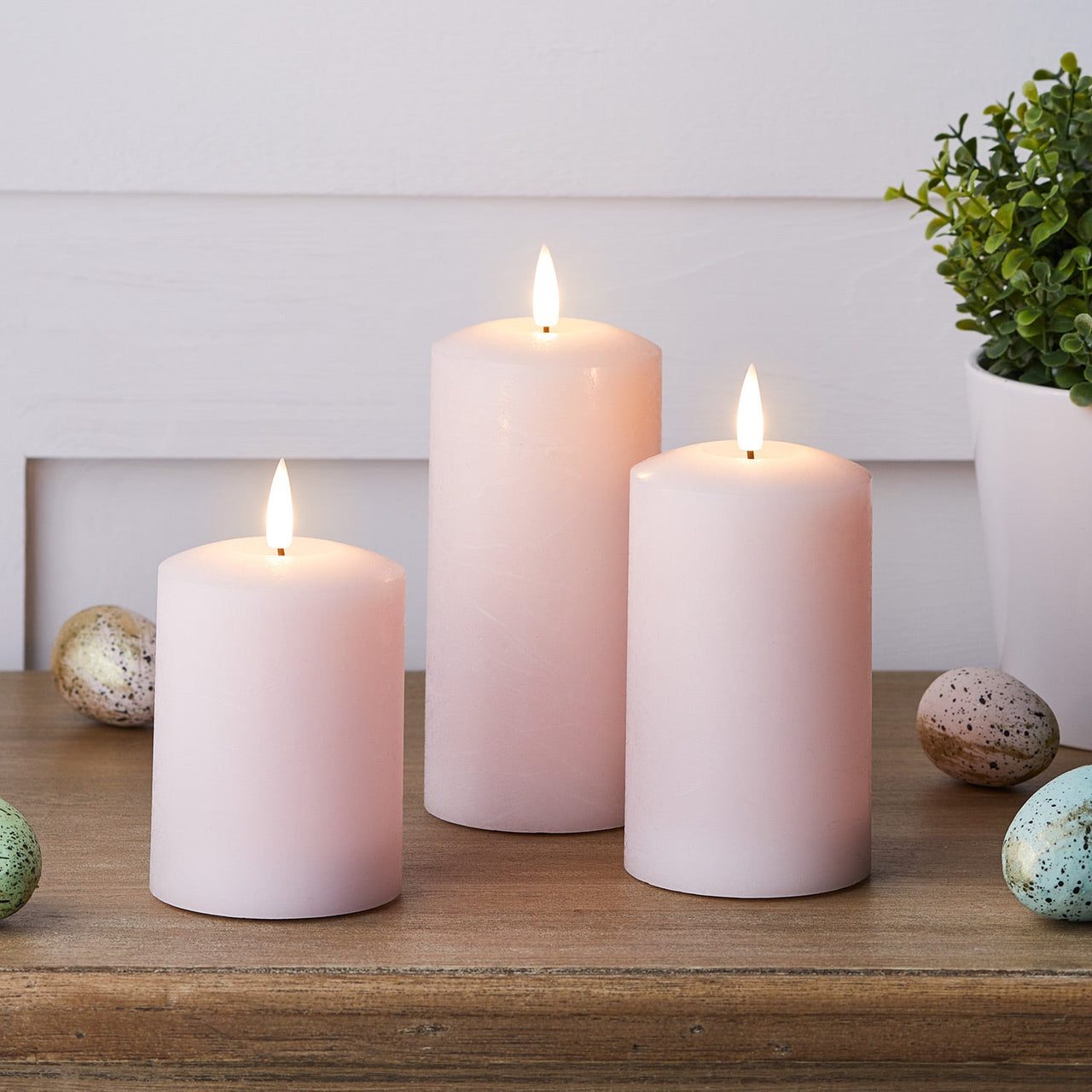 TruGlow® Pastel Pink LED Pillar Candle Trio with Remote Control