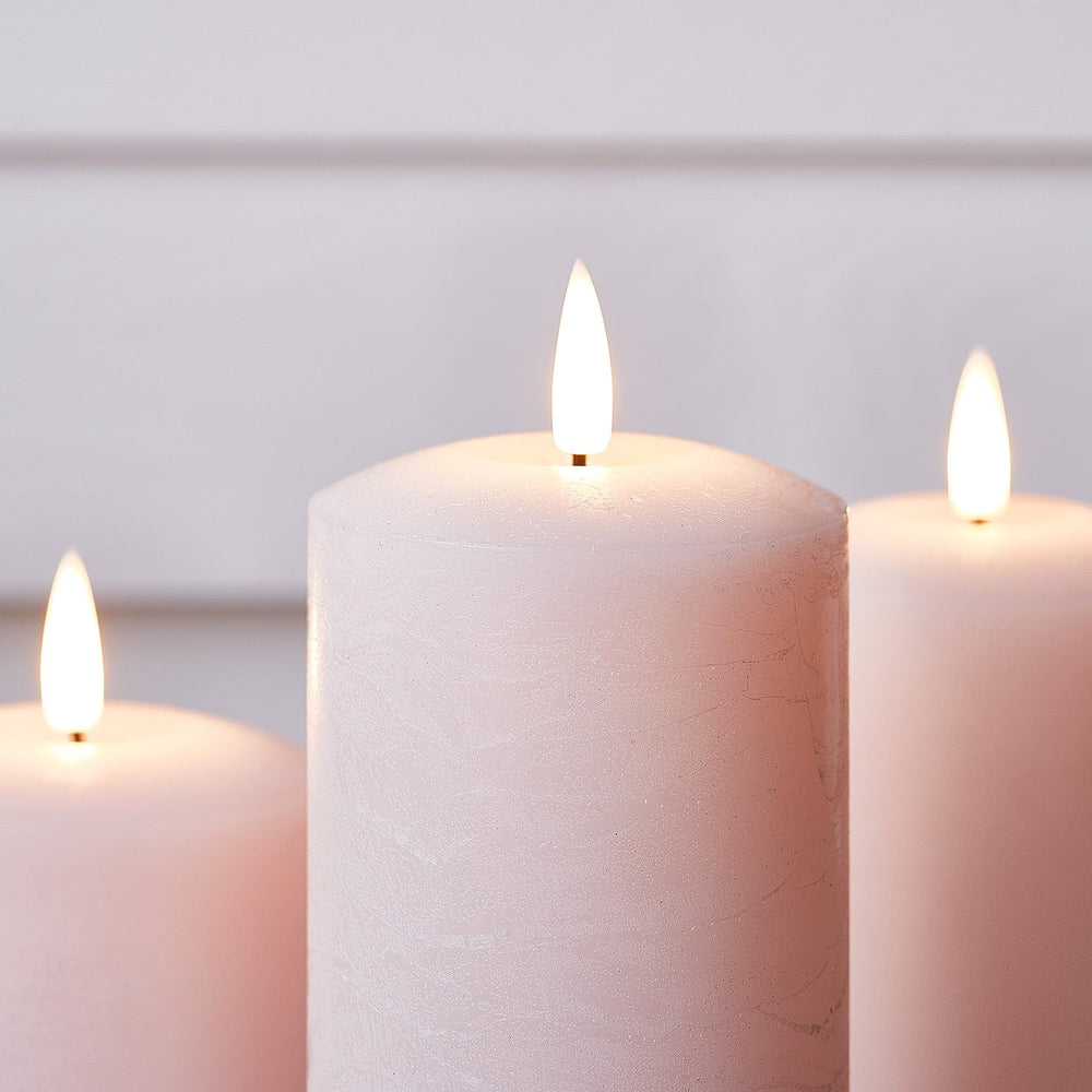 TruGlow® Pastel Pink LED Pillar Candle Trio with Remote Control