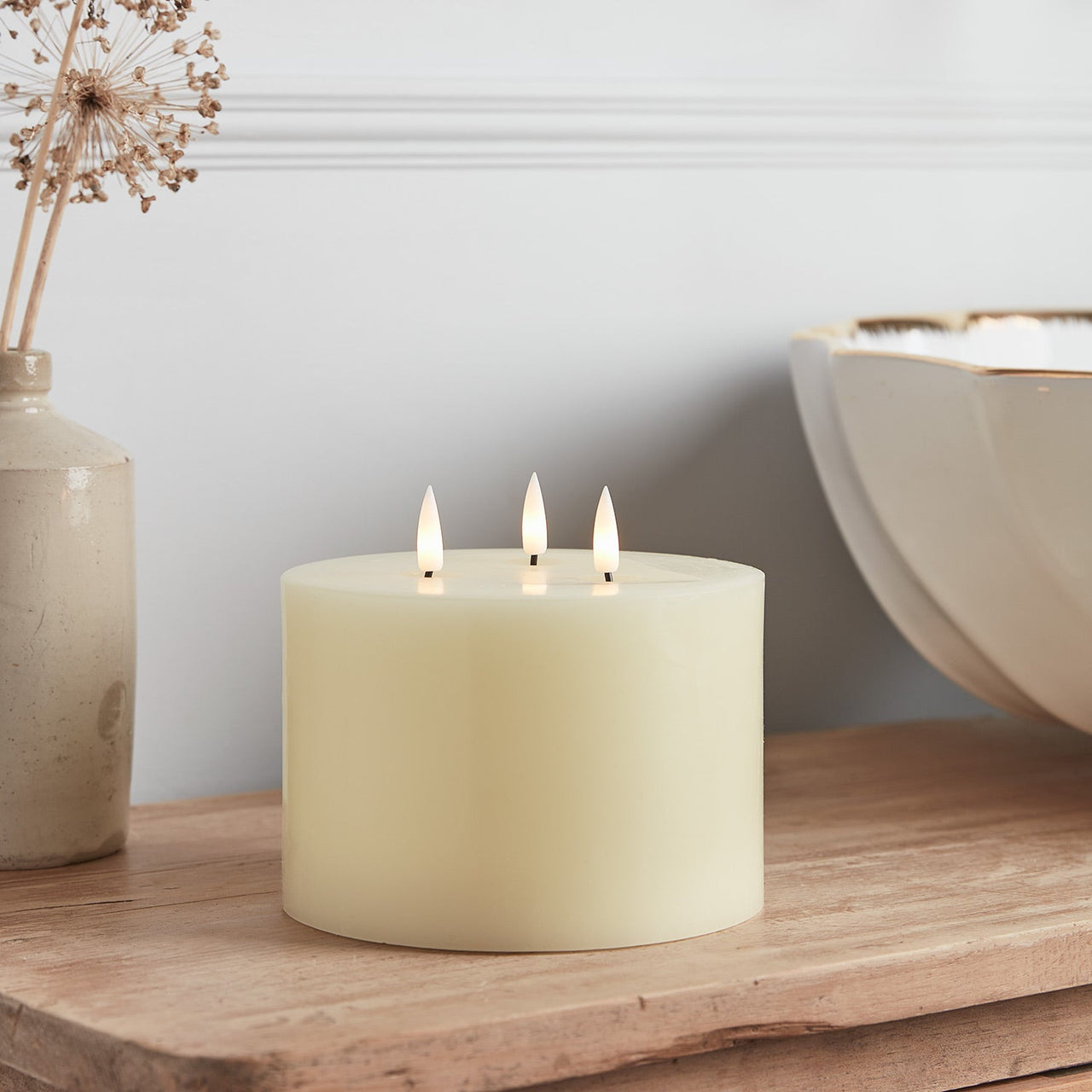 TruGlow® Ivory LED 3 Wick Candle