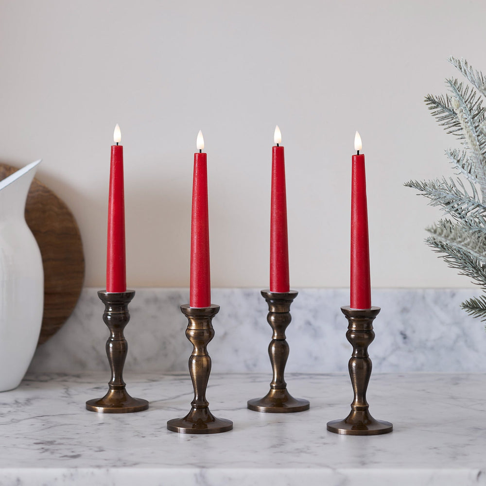 4 TruGlow® Red Remote Control Short LED Taper Candles