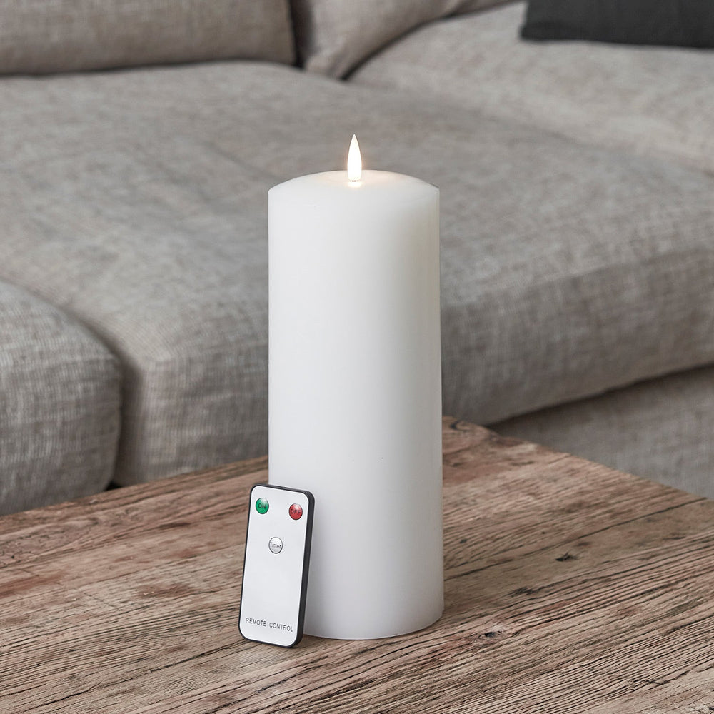 25cm TruGlow® White Chapel Pillar Candle with Remote Control