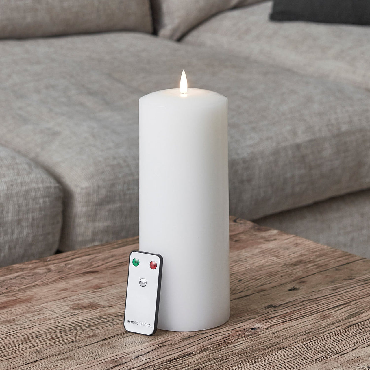 25cm TruGlow® White Chapel Pillar Candle with Remote Control