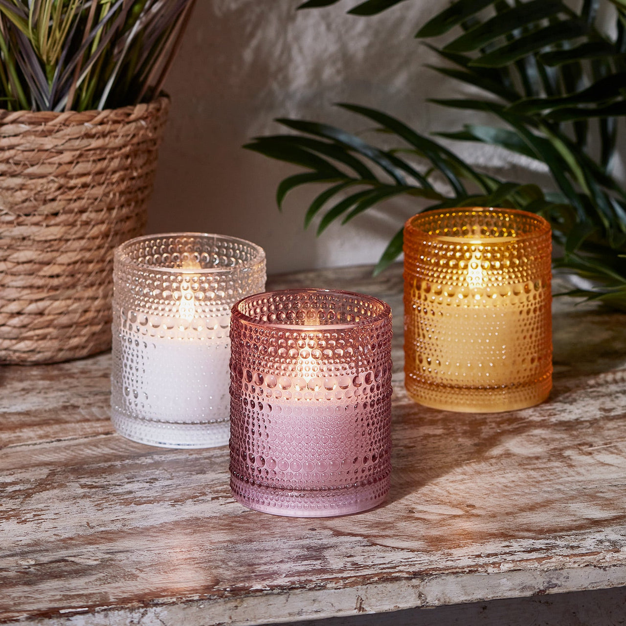 TruGlow® Colourful LED Glass Candle Trio with Remote Control