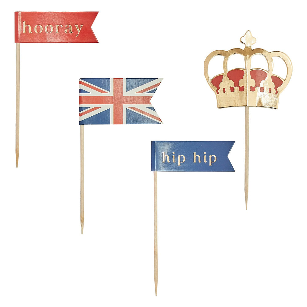 10 Coronation Union Jack Cake Toppers