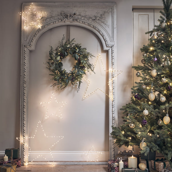 Eucalyptus, Pine & Gold Berry Christmas Wreath and Garland