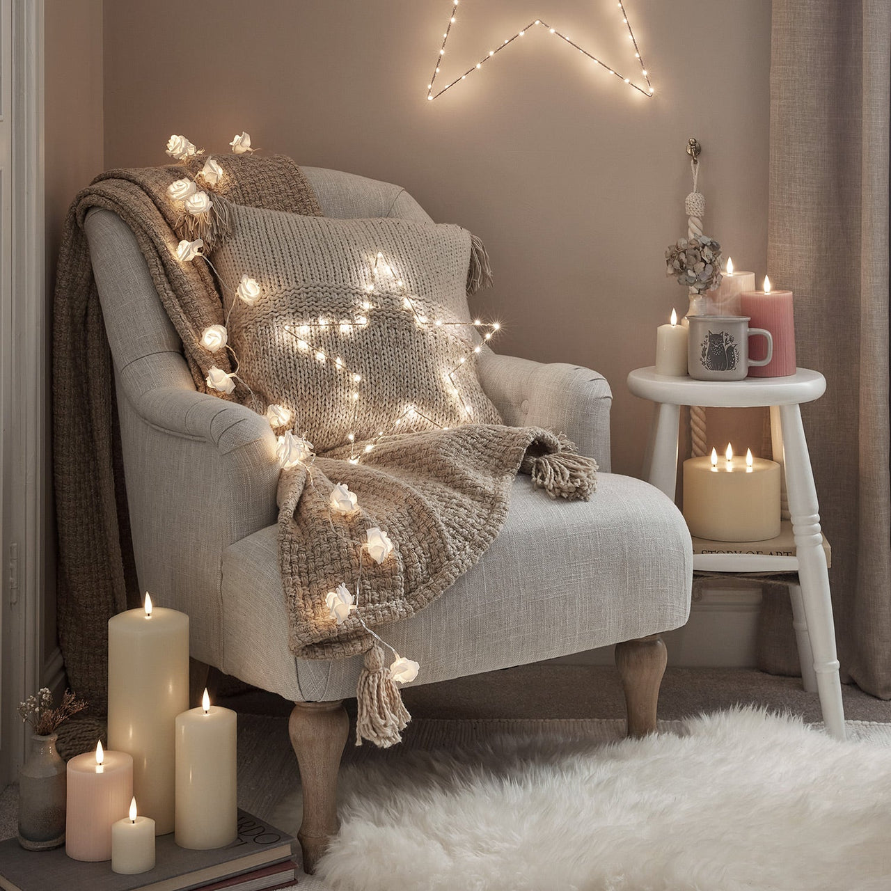 TruGlow® Blush Pink Ribbed LED Pillar Candle Trio