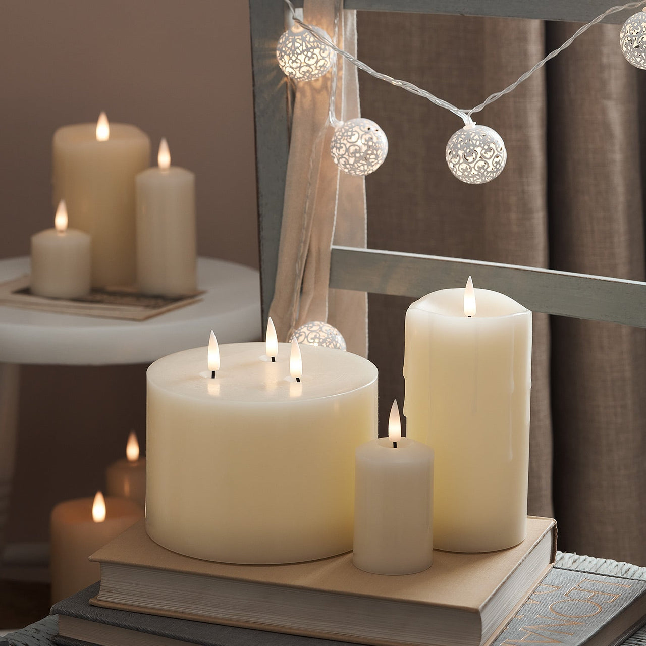 TruGlow® Ivory LED 3 Wick Candle with Remote Control