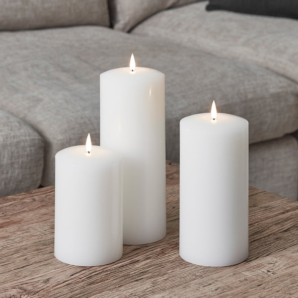 TruGlow® White Chapel Pillar Candle 20cm