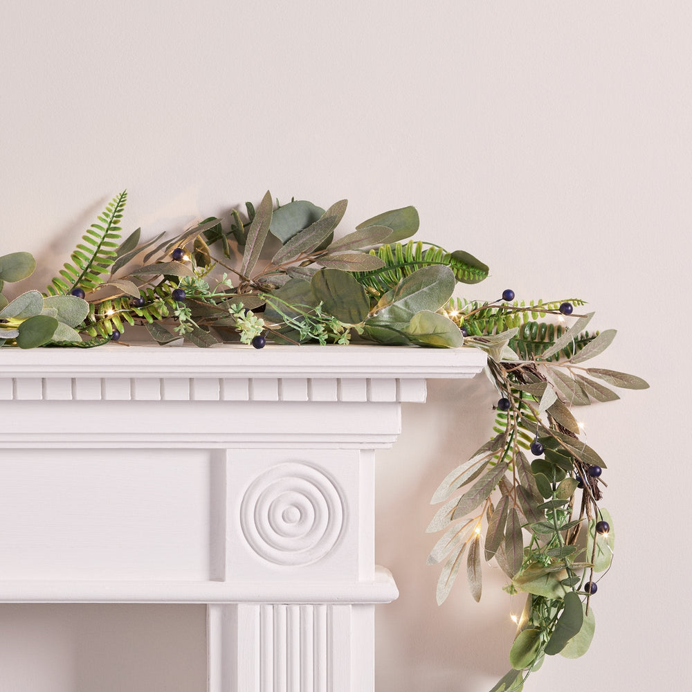 1.5m Blue Berry Christmas Garland Micro Light Bundle