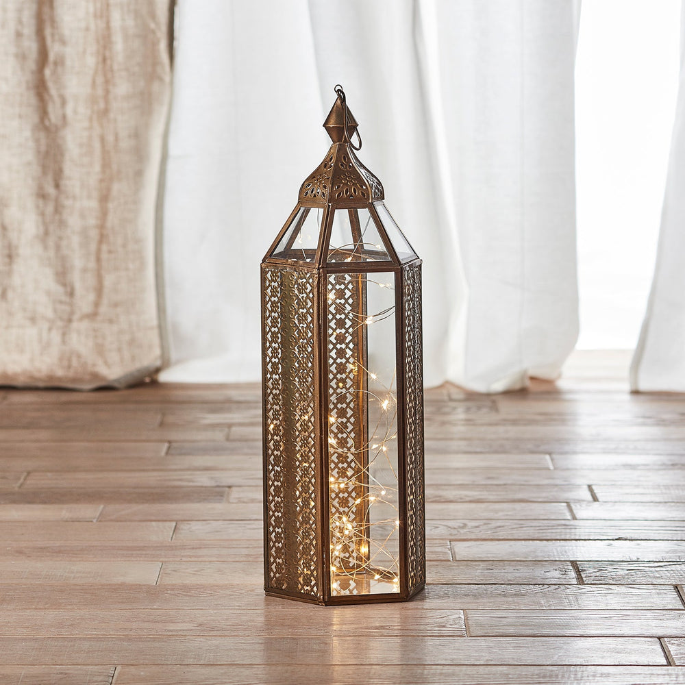 Asilah Large Artisan Moroccan Lantern with Micro Lights