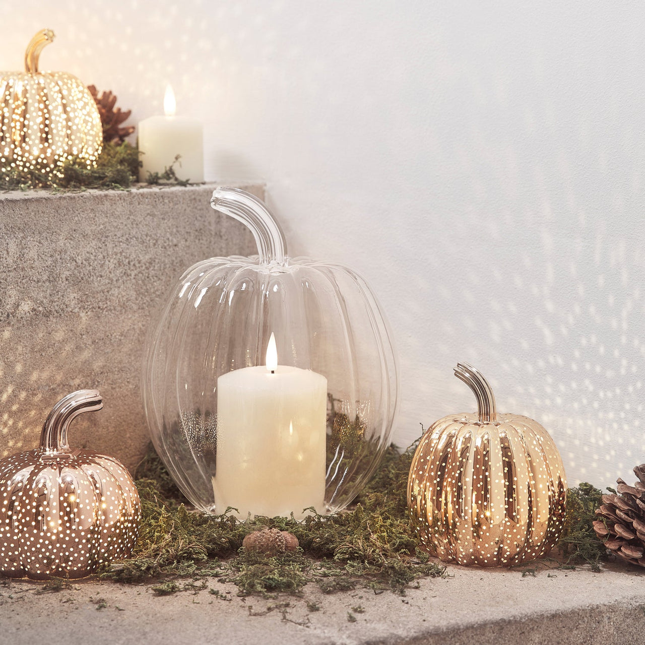 Set of 4 Light Up Pumpkin Decorations