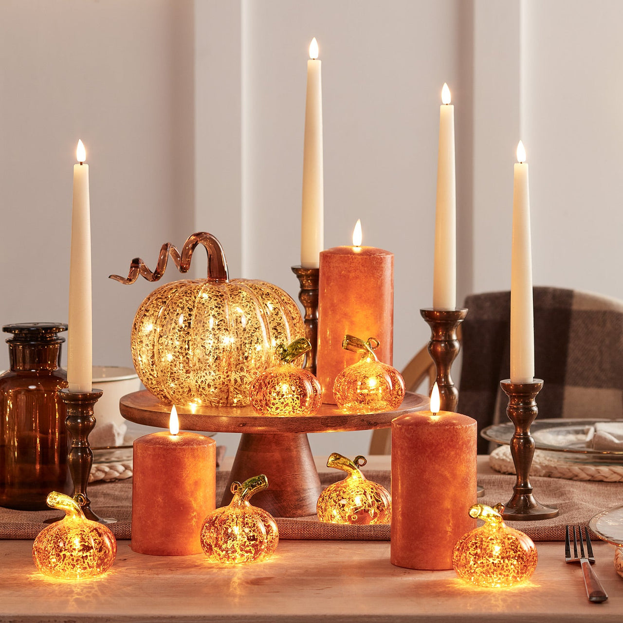 Autumn Candle & Light Up Pumpkin Bundle