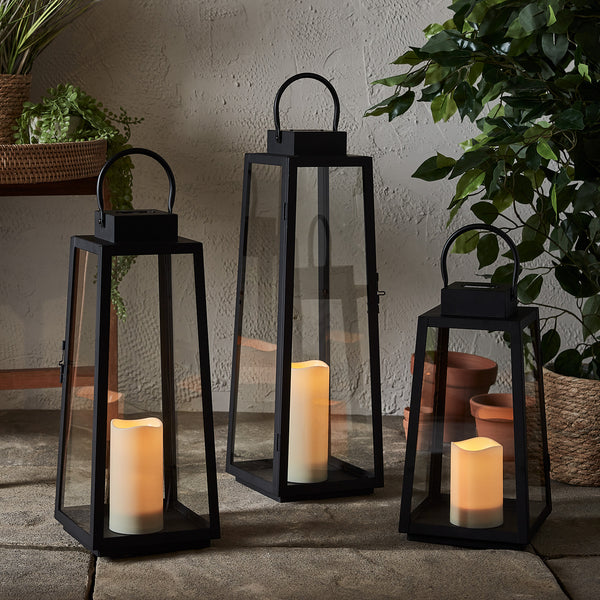 Eliza Large Trapeze Black Solar Lantern