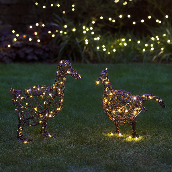 Rattan Duck Figure Solar Light