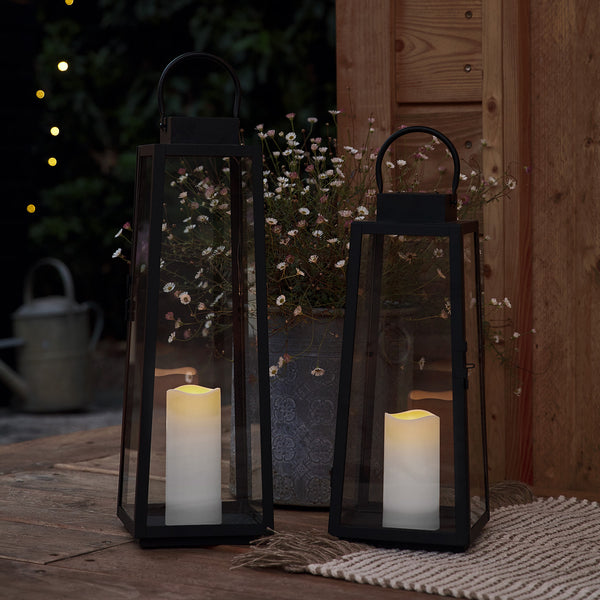 Eliza Large Trapeze Black Solar Lantern