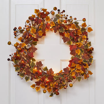 46cm Berry Autumn Wreath Micro Light Bundle