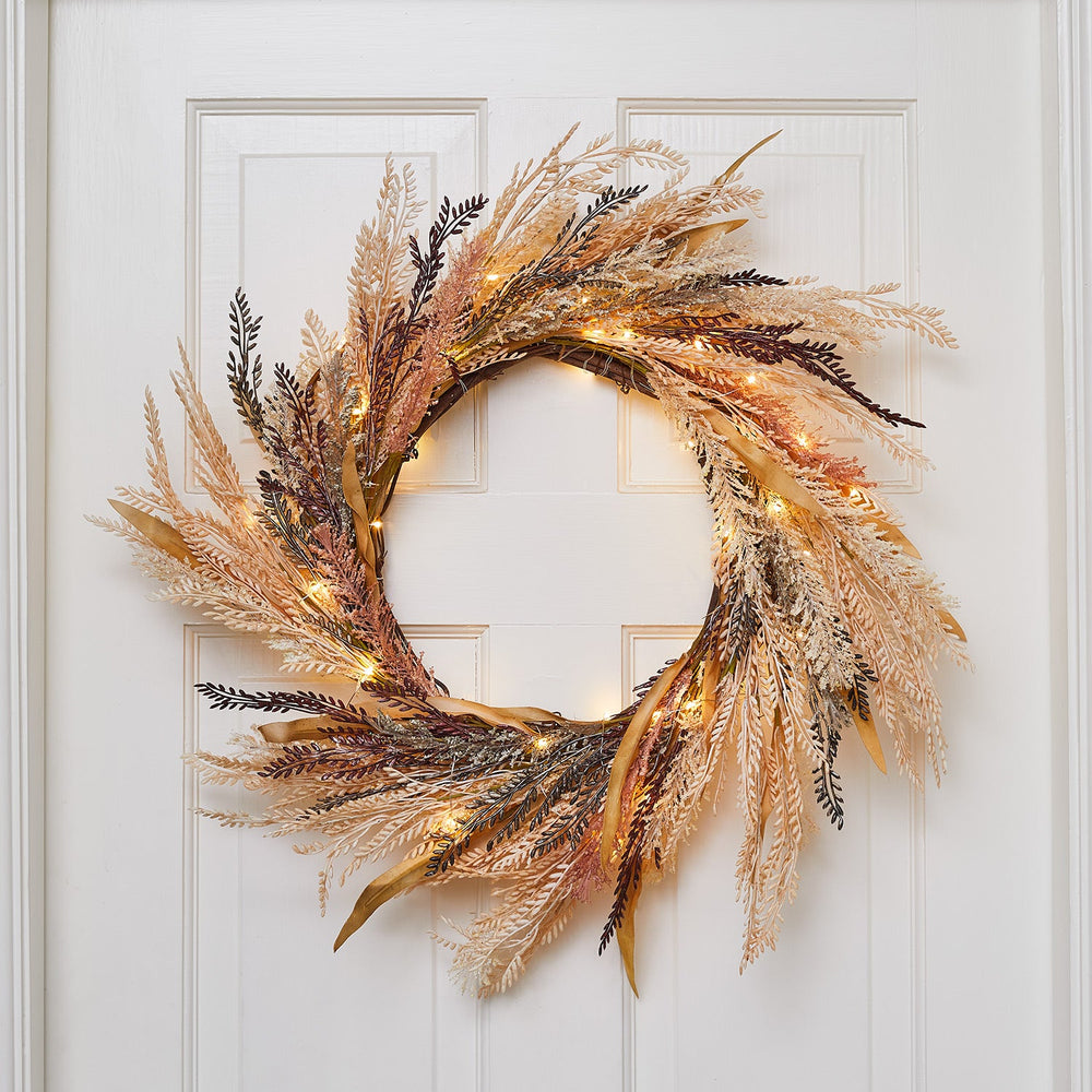 45cm Wheat Autumn Wreath Micro Light Bundle