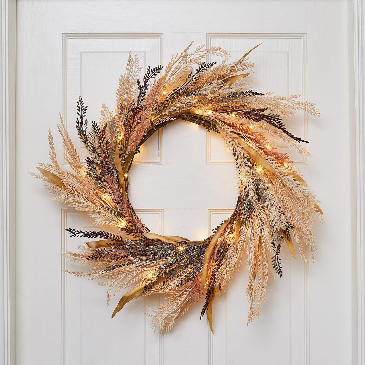 45cm Wheat Autumn Wreath Micro Light Bundle