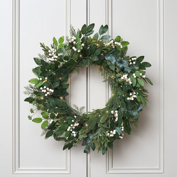 66cm Oversized White Berry Christmas Wreath Micro Light Bundle