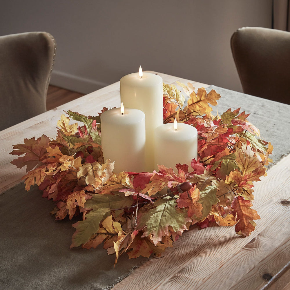 Oak Leaf Autumn Wreath & TruGlow® Candle Bundle