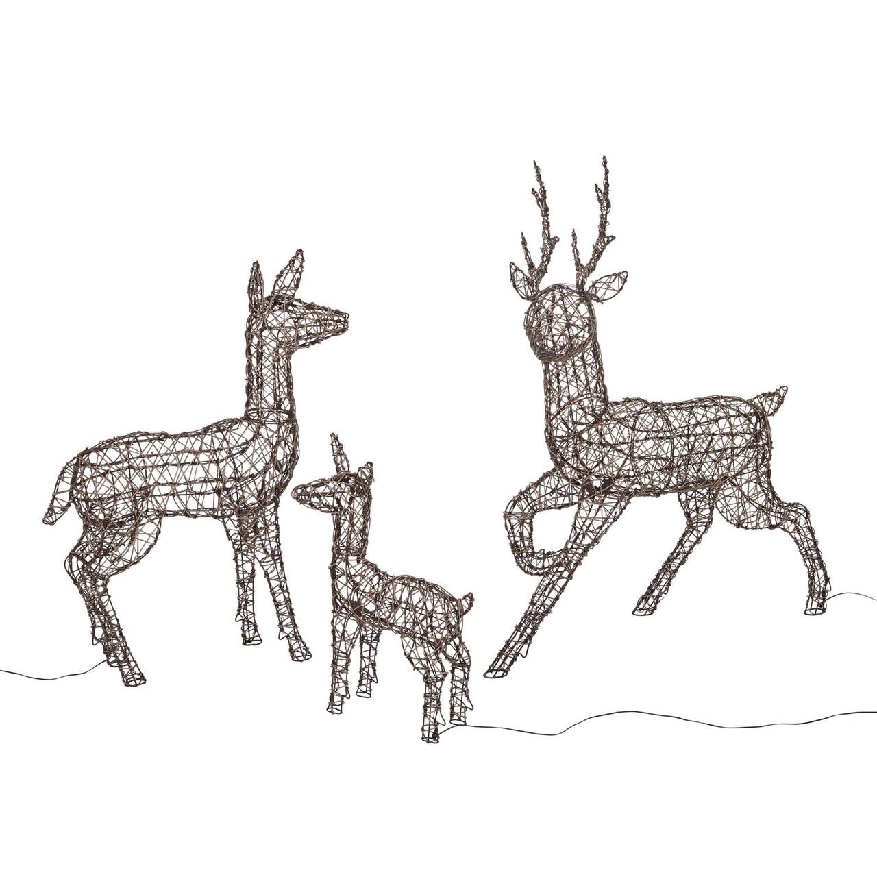 Studley Rattan Light Up Reindeer Family 24v