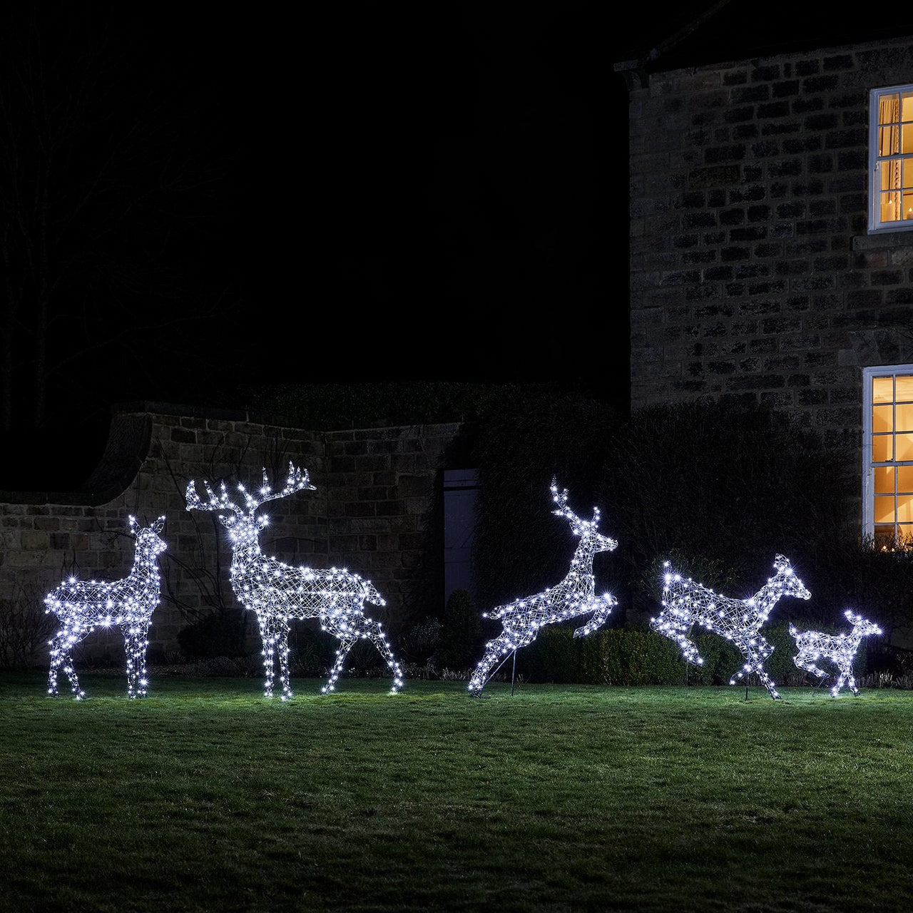 Set of 5 Harlow Rattan Dual Colour LED Light Up Reindeer Range