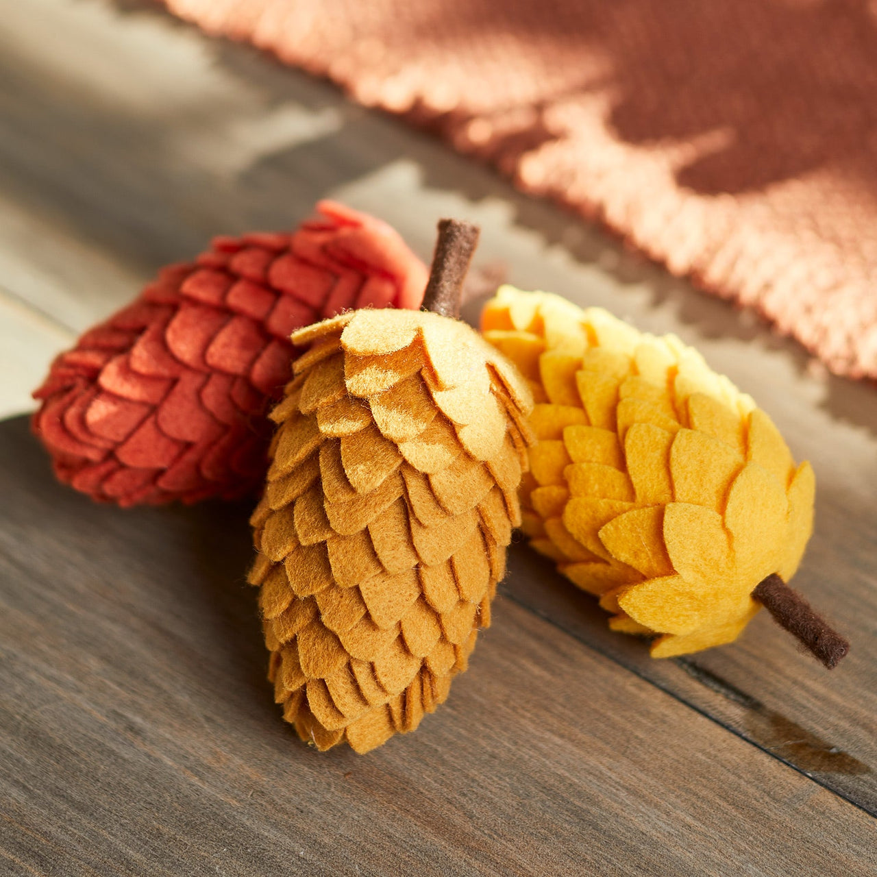 3 Pinecone Felt Autumn Decorations