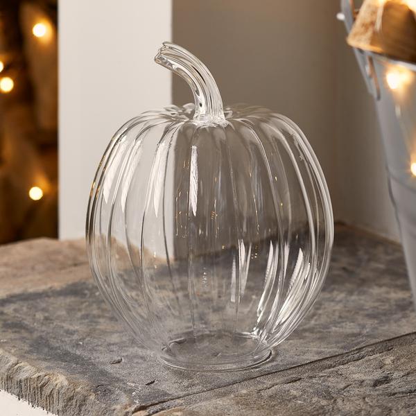21cm Glass Pumpkin Decoration & TruGlow® Candle Bundle