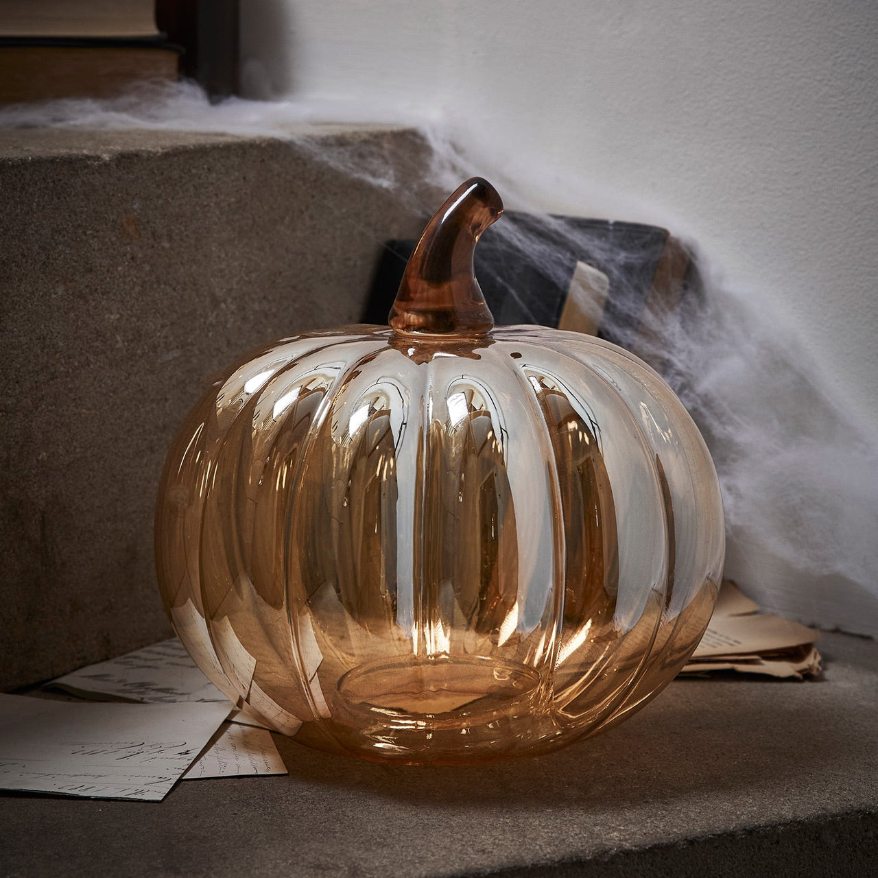 Amber Glass Pumpkin Decoration