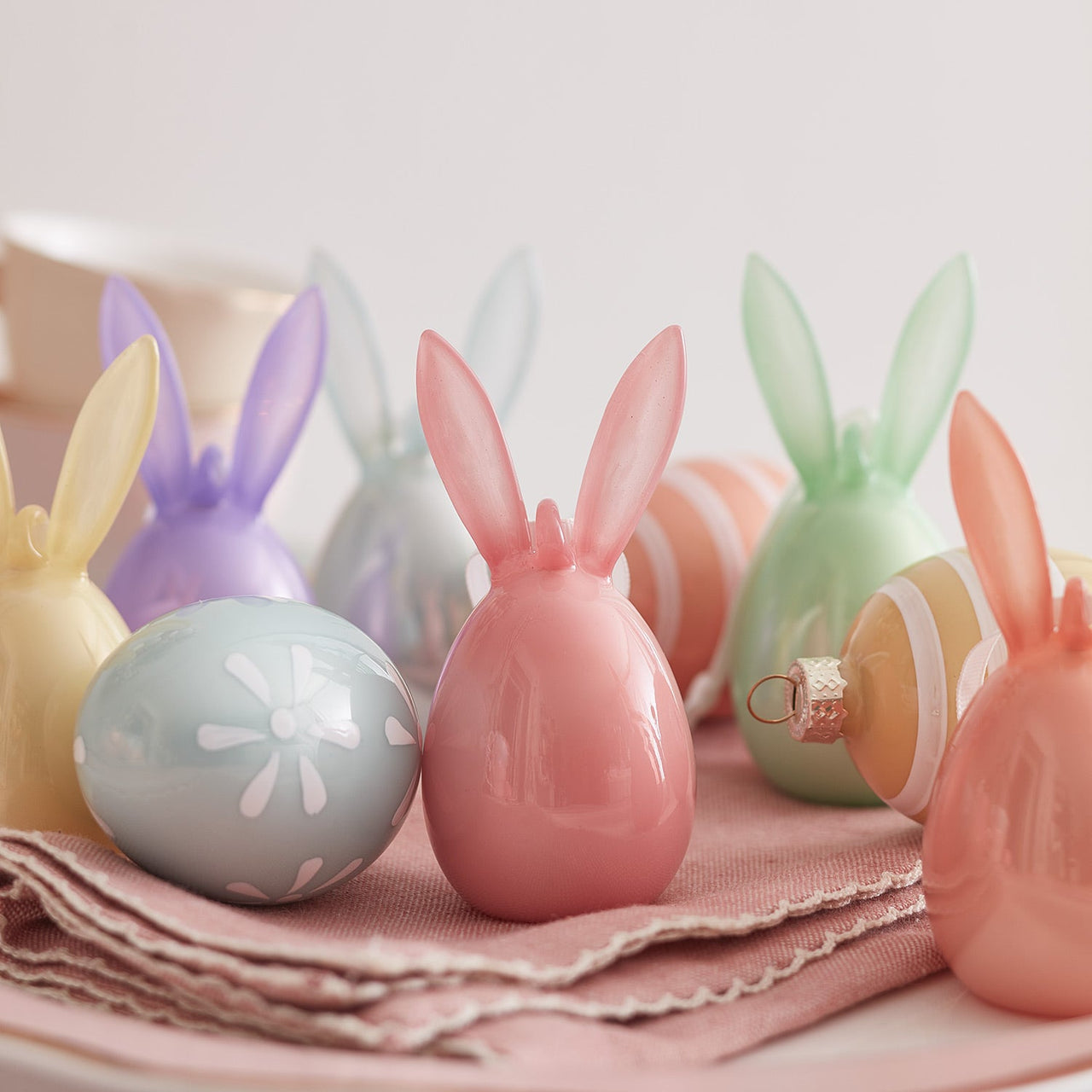 6 Pastel Glass Bunny Easter Decorations