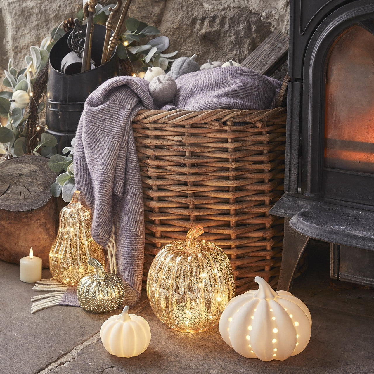 3 Pumpkin Felt Autumn Decorations