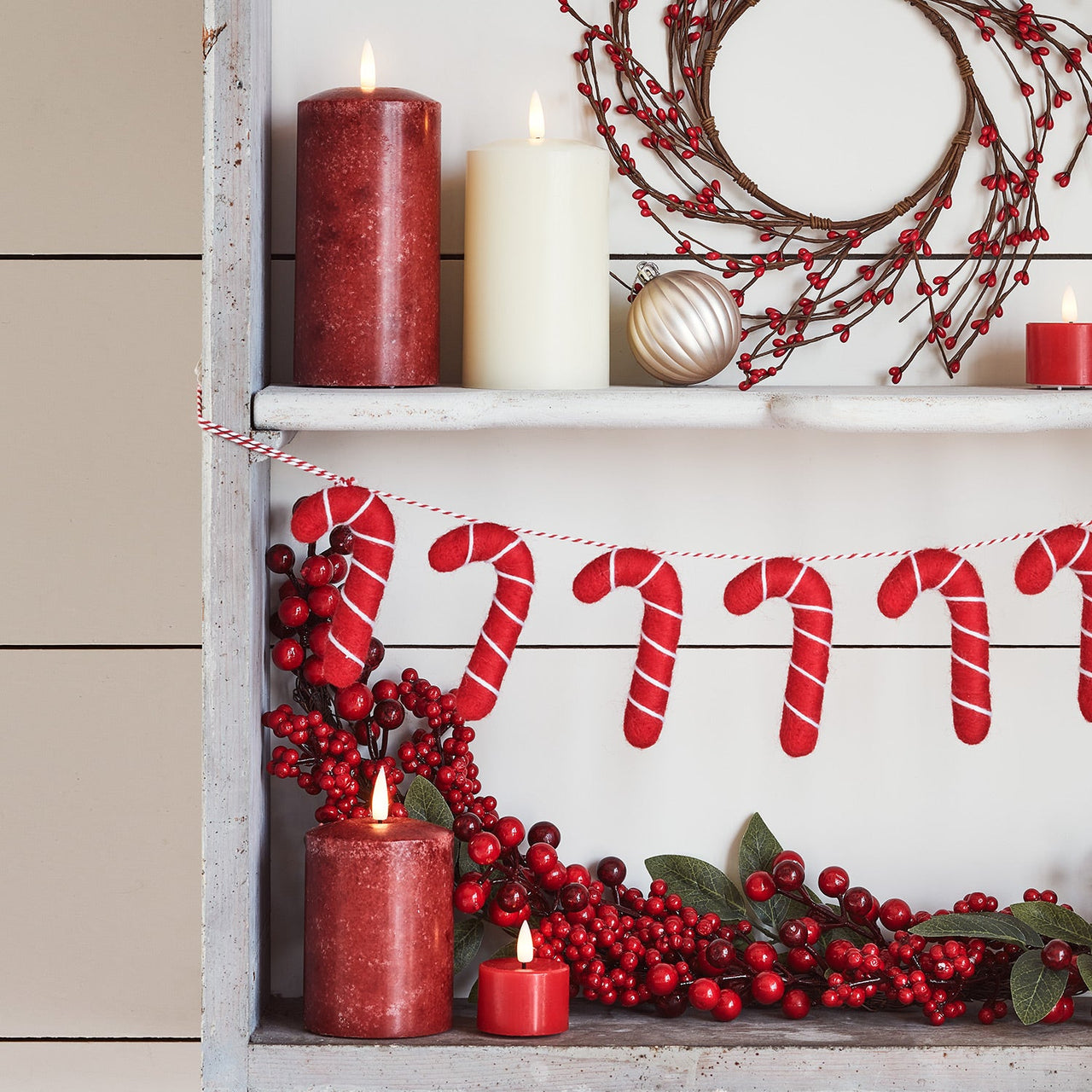 Candy Cane Felt Christmas Garland