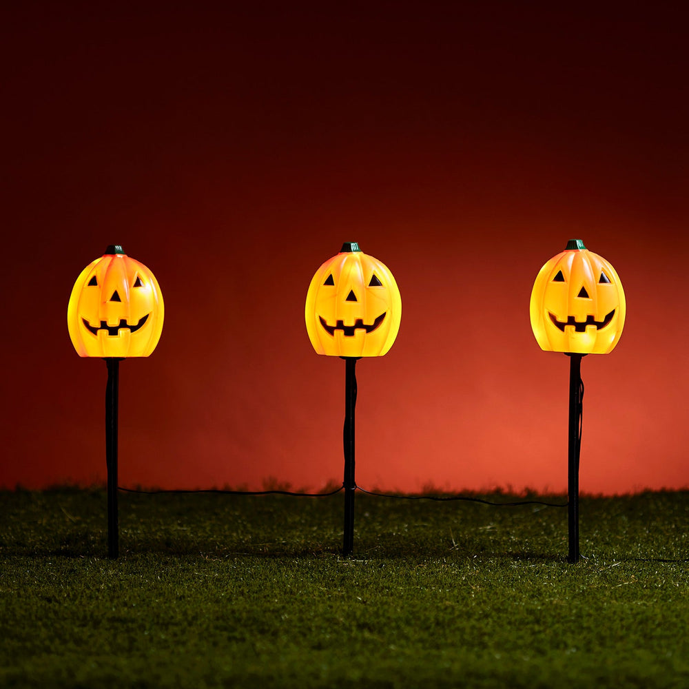 3 Pumpkin Garden Stake Lights