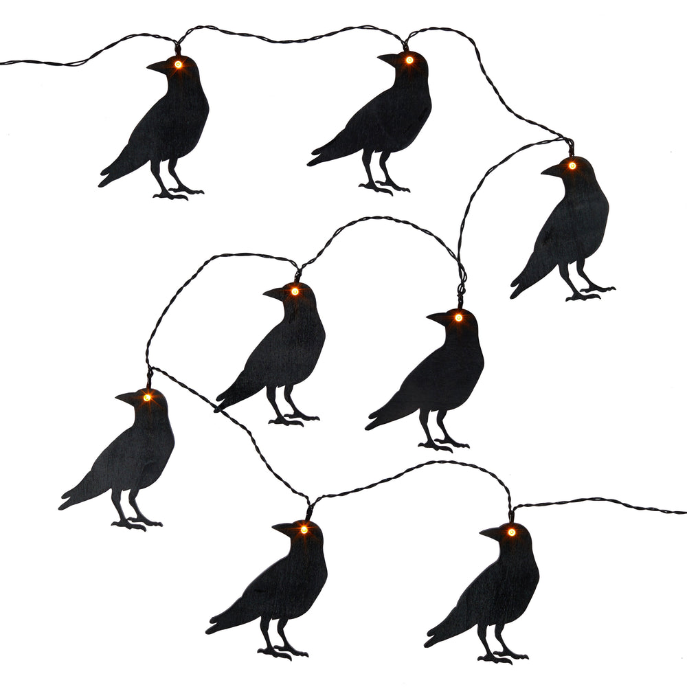 10 Wooden Crow Battery Fairy Lights