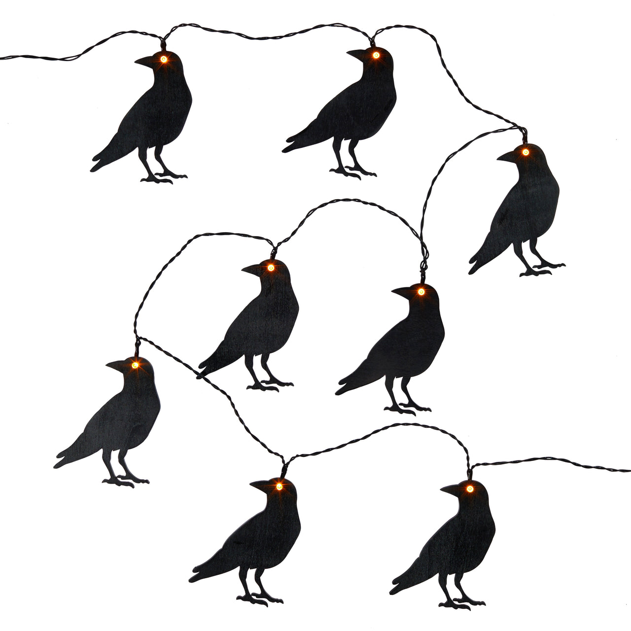 10 Wooden Crow Battery Fairy Lights