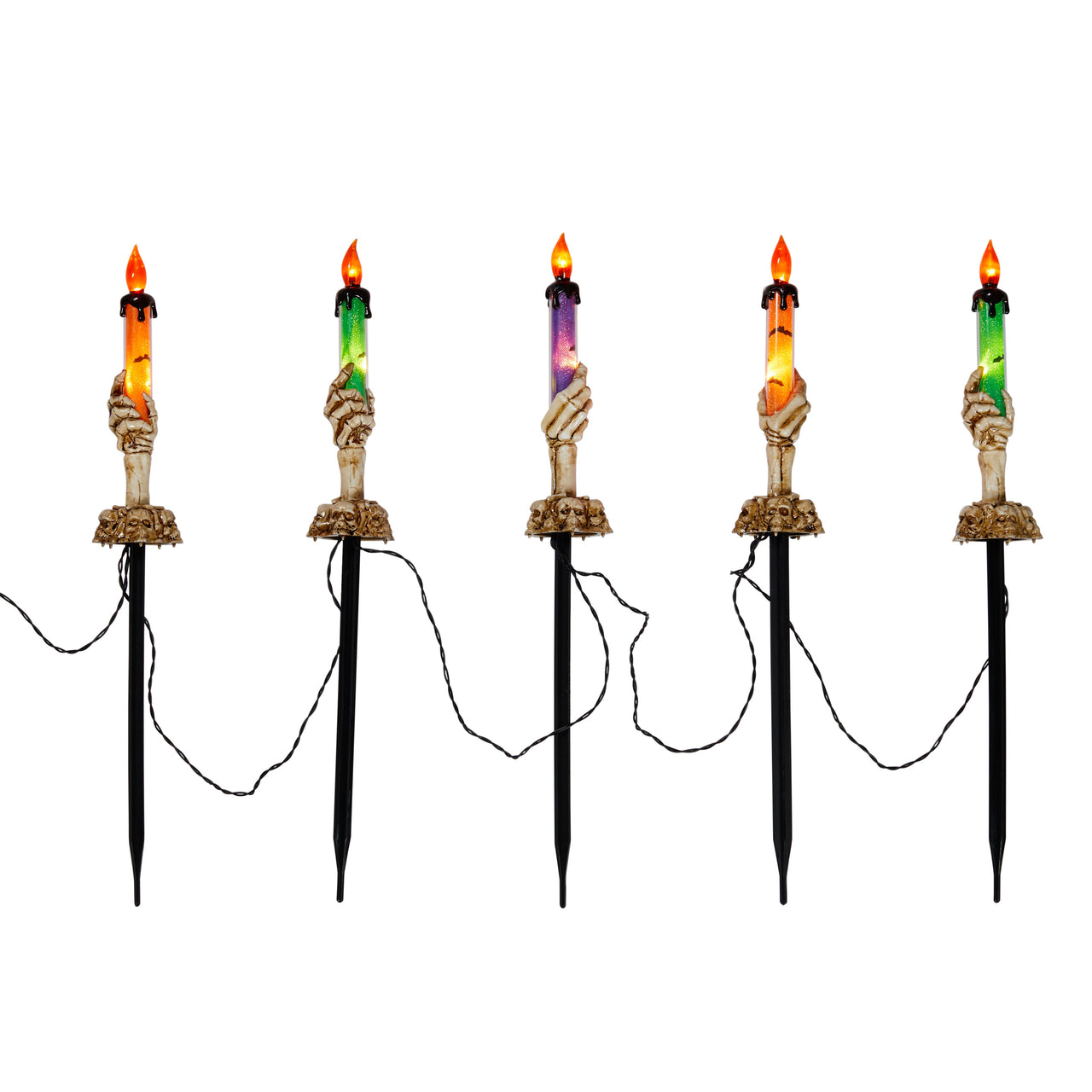 5 Skeleton Candle Garden Stake Lights