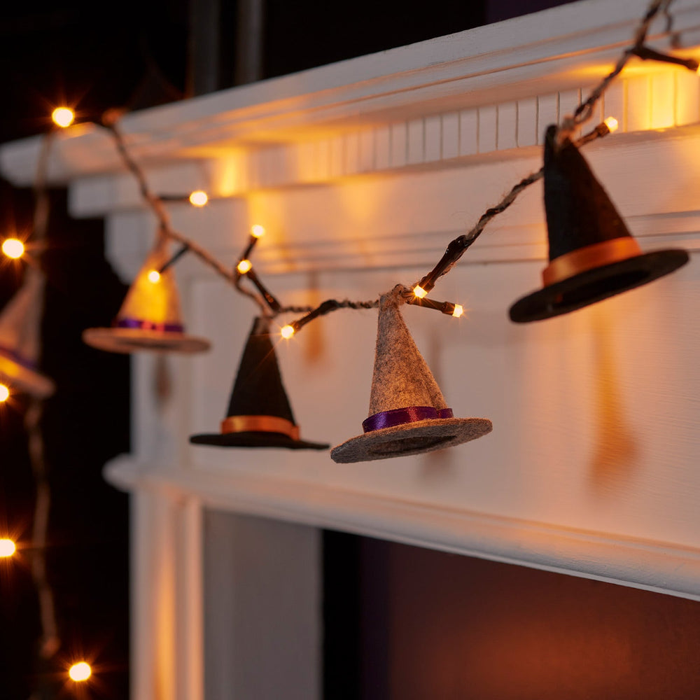 8 Felt Witches Hat Halloween Lights